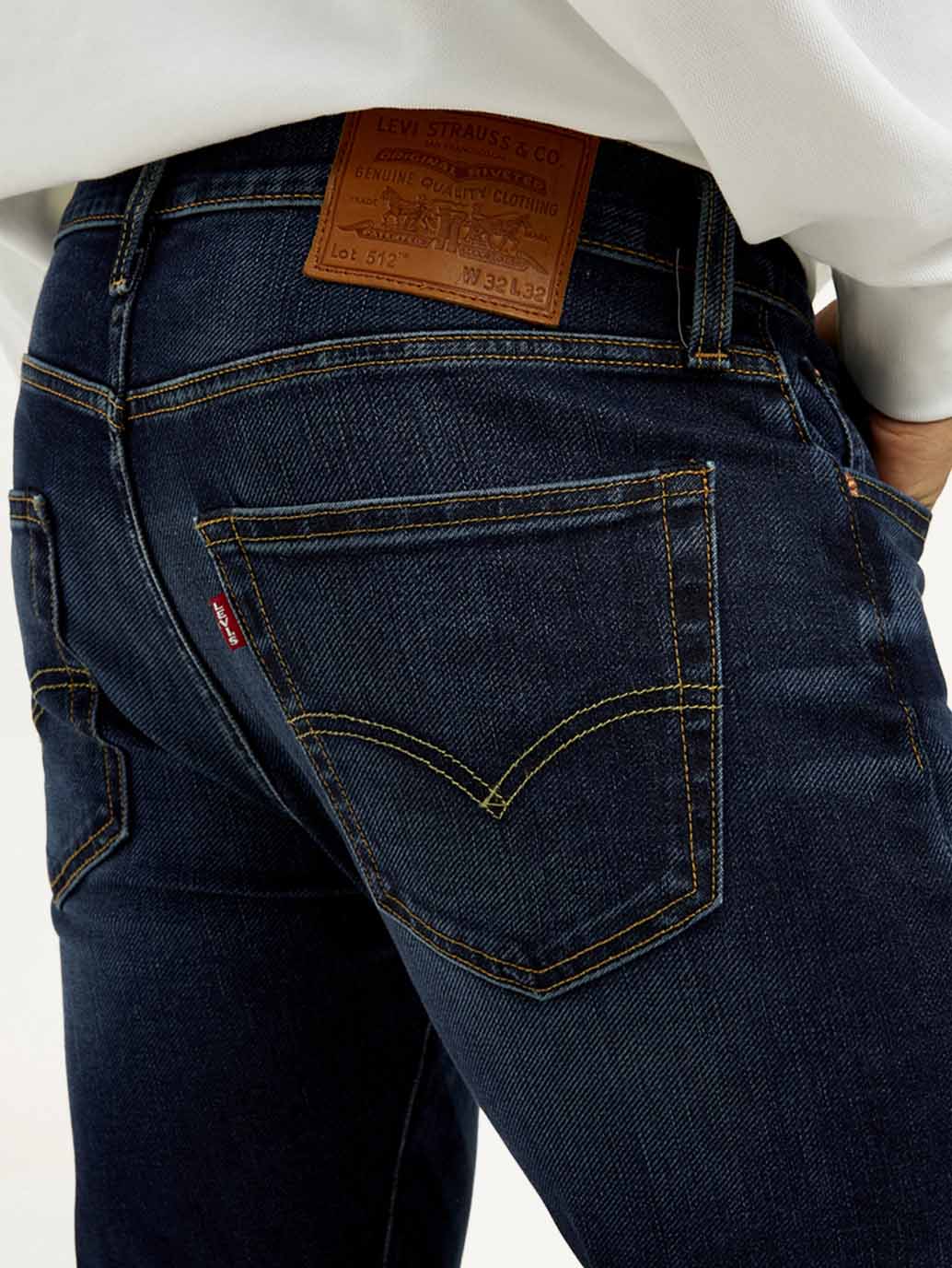 Men's 512 Blue Slim Tapered Fit Mid Rise Jeans - Detail View