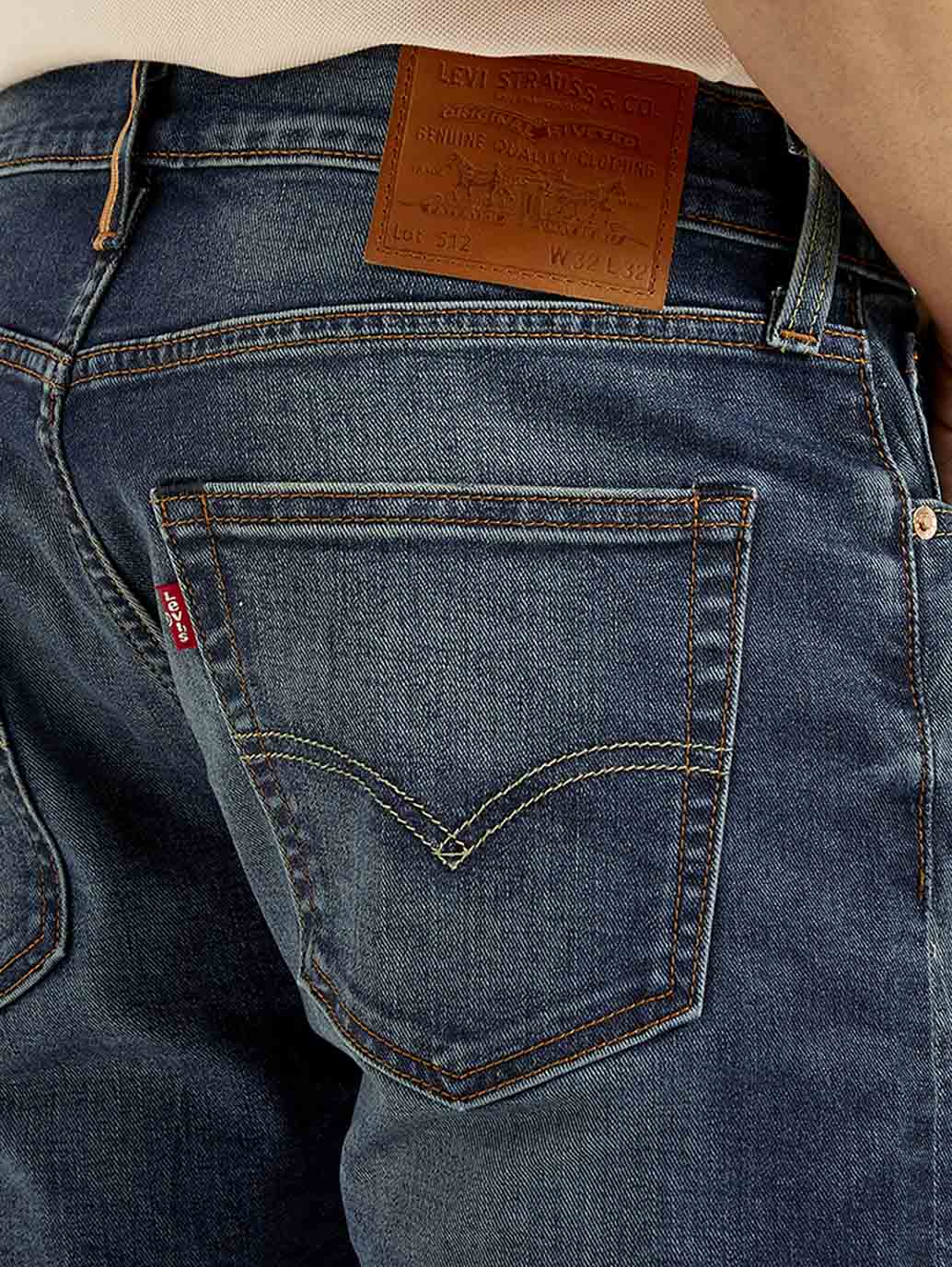 Men's 512 Blue Slim Tapered Fit Mid Rise Jeans - Detail View