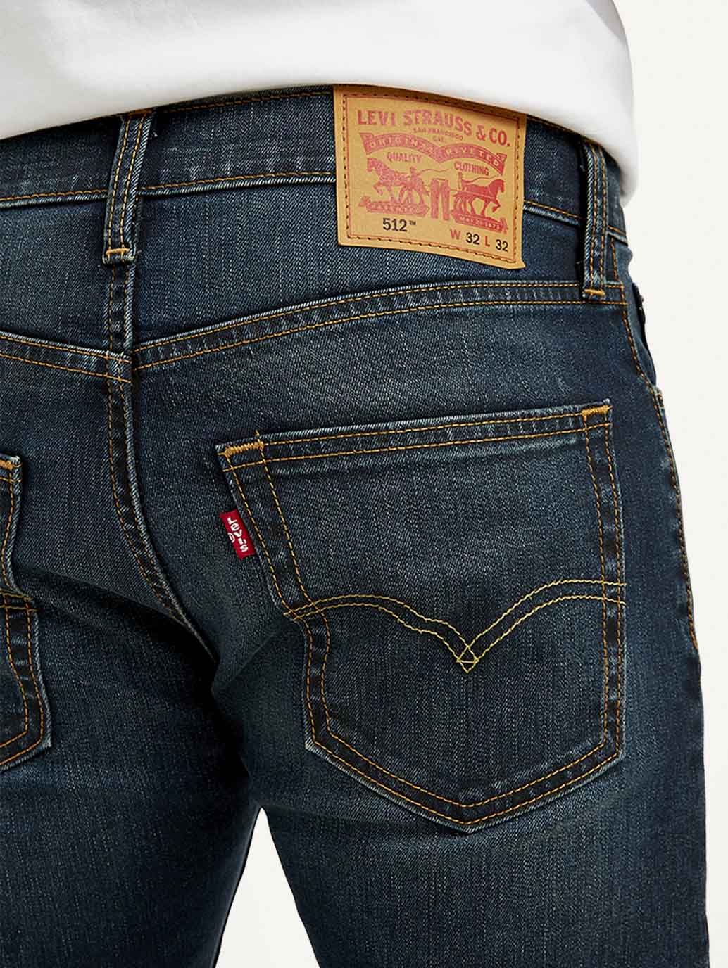 Men's 512 Navy Blue Slim Tapered Fit Mid Rise Jeans - Detail View