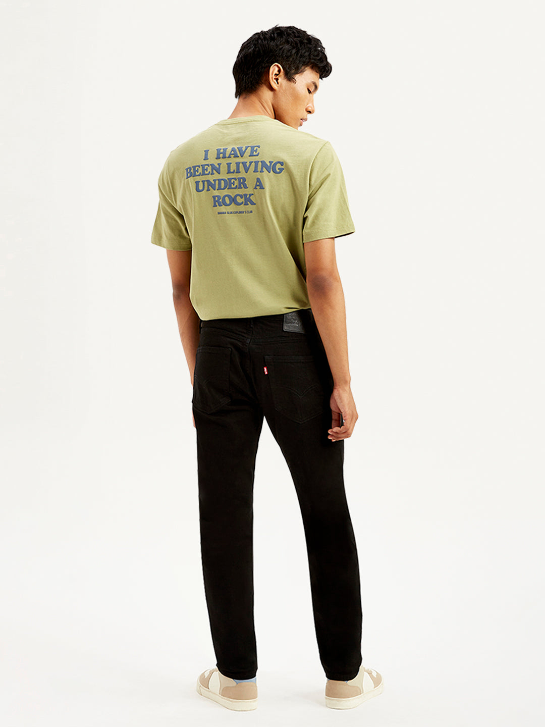 Men's 512 Black Slim Tapered Fit Mid Rise Selvedge Jeans - Back View