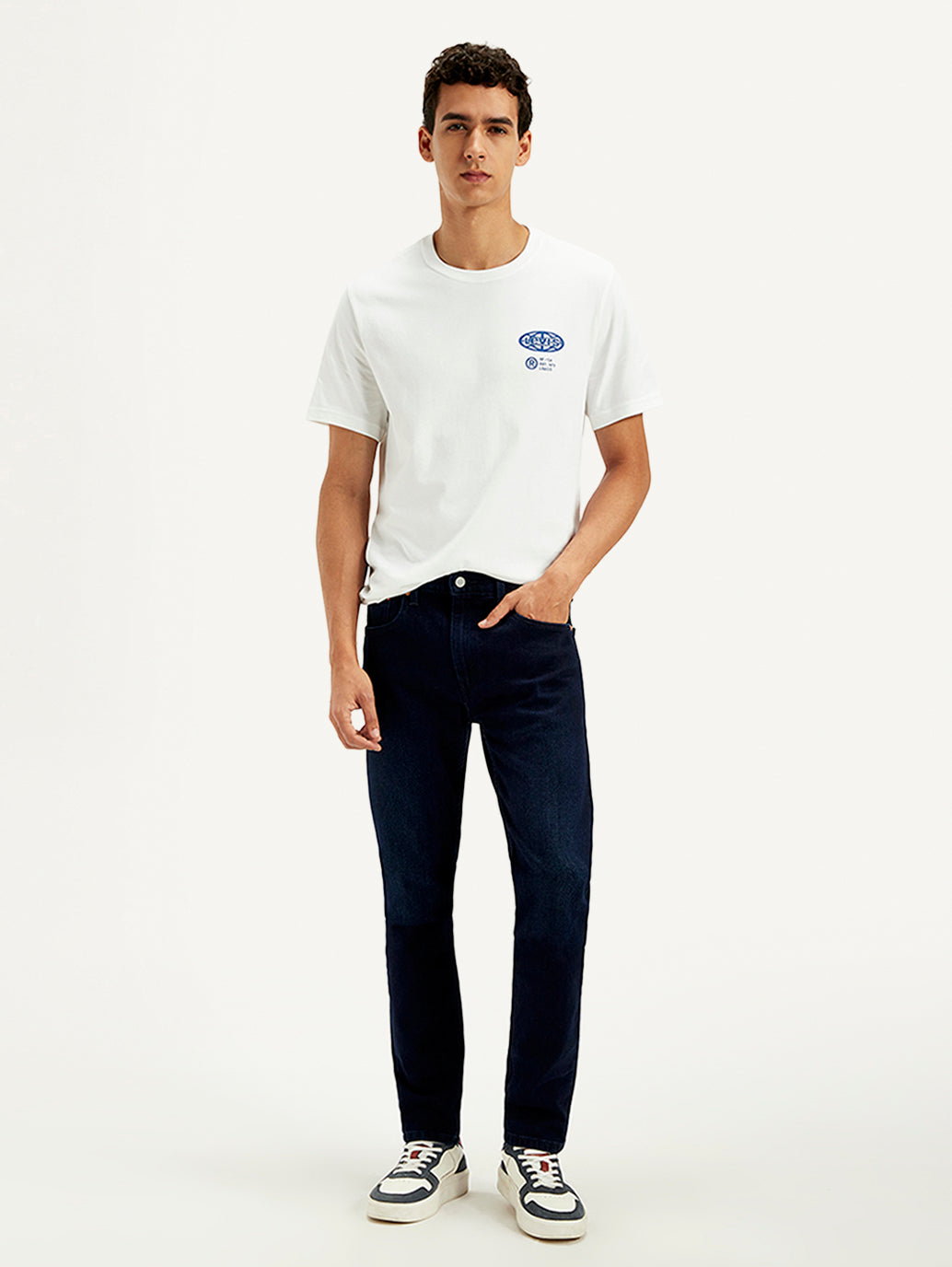 Men's 512 Dark Blue Slim Tapered Fit Mid Rise Jeans - Front View