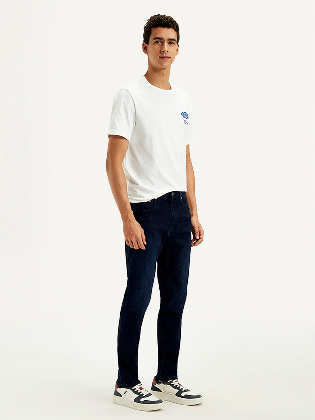 Men's 512 Dark Blue Slim Tapered Fit Mid Rise Jeans - Side View