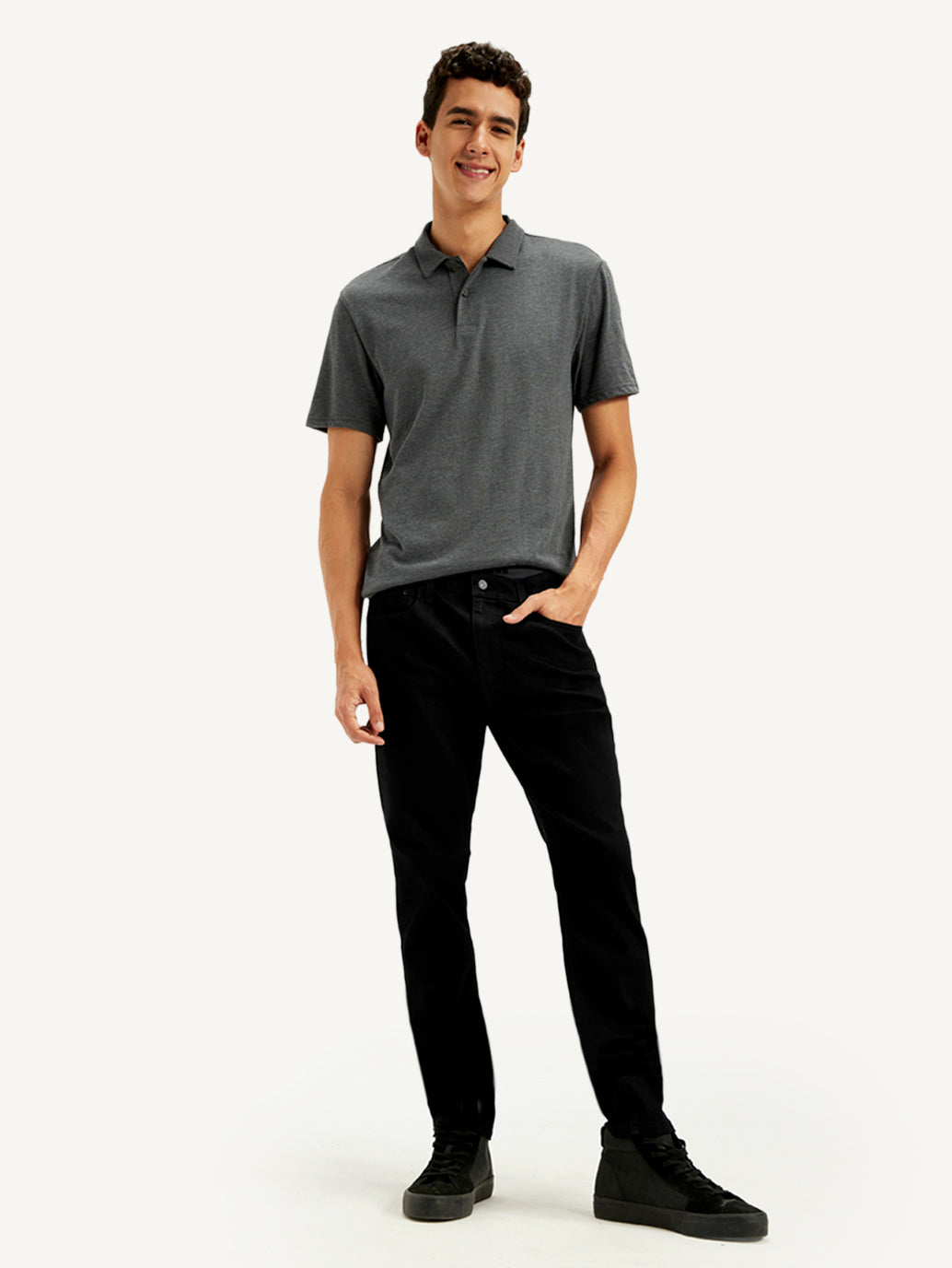 Men's 512 Black Slim Tapered Fit Mid Rise Jeans - Styleshot View