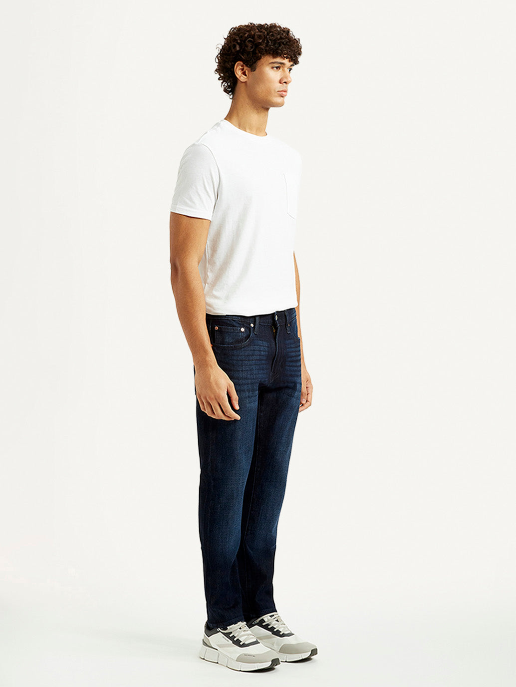 Men's 512 Dark Blue Slim Tapered Fit Mid Rise Jeans - Side View