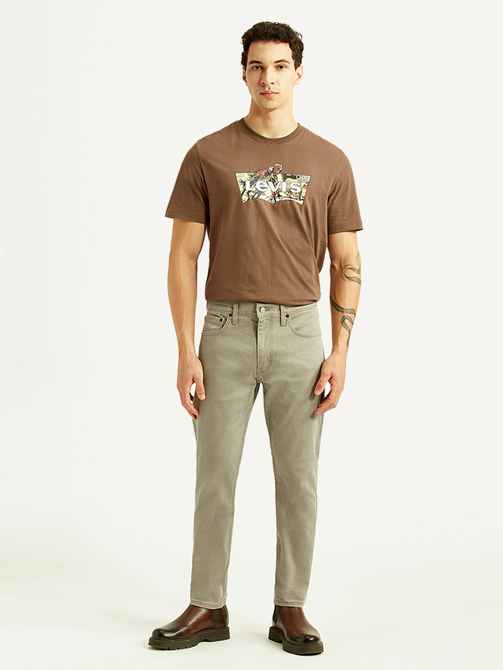 Men's 512 Light Grey Slim Tapered Fit Mid Rise Jeans - Front View
