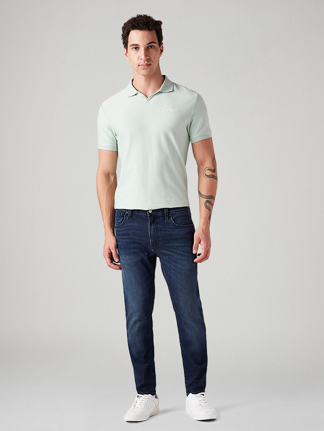 Men's 512 Dark Blue Slim Tapered Fit Mid Rise Jeans - Front View