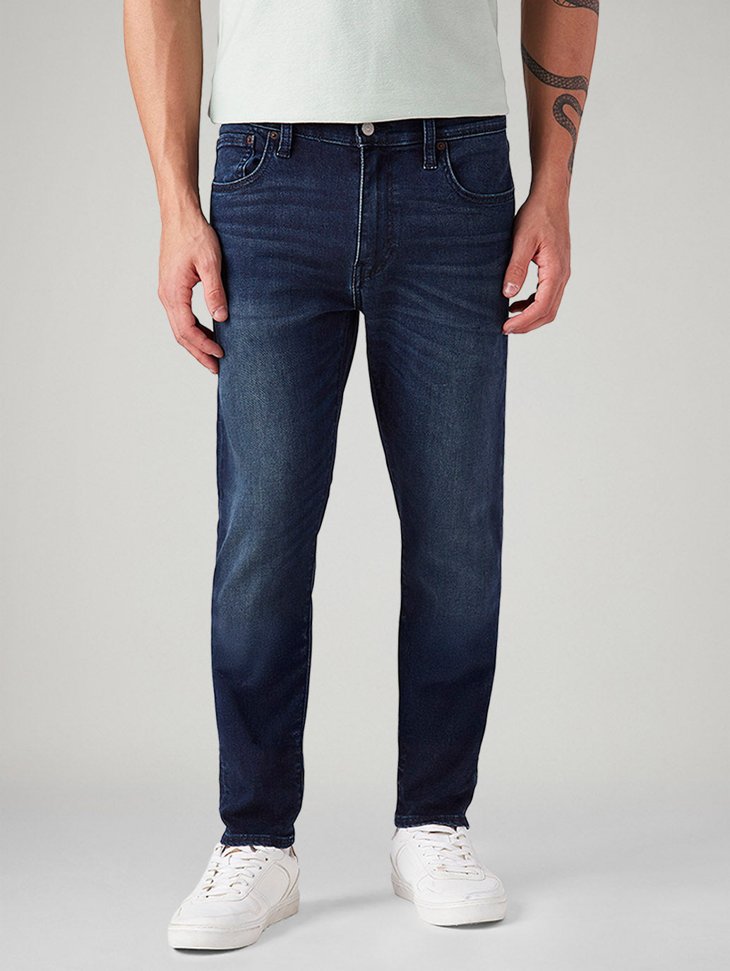 Men's 512 Dark Blue Slim Tapered Fit Mid Rise Jeans - Front View