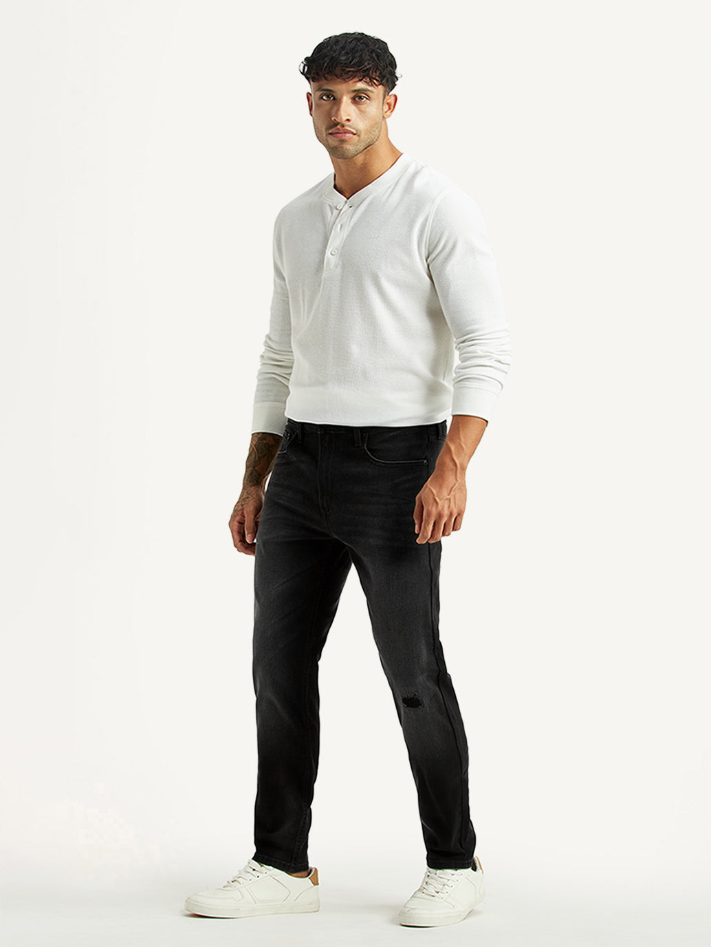 Men's 512 Black Slim Tapered Fit Hyper Stretch Jeans - Side View