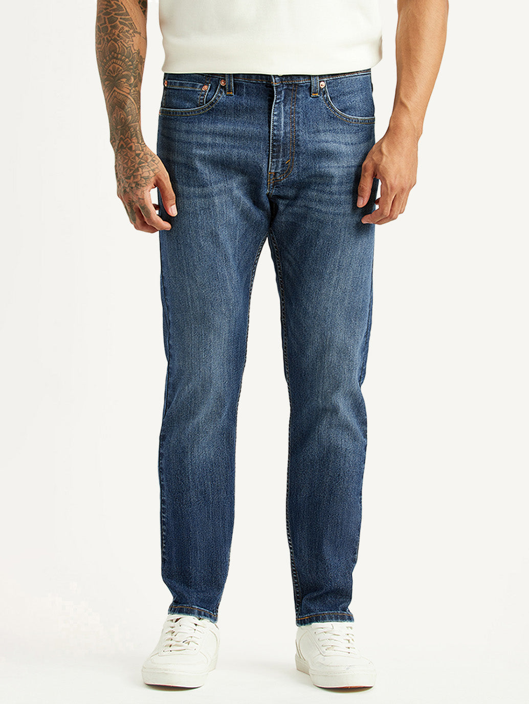 Men's 512 Blue Slim Tapered Fit Mid Rise Jeans - Front View