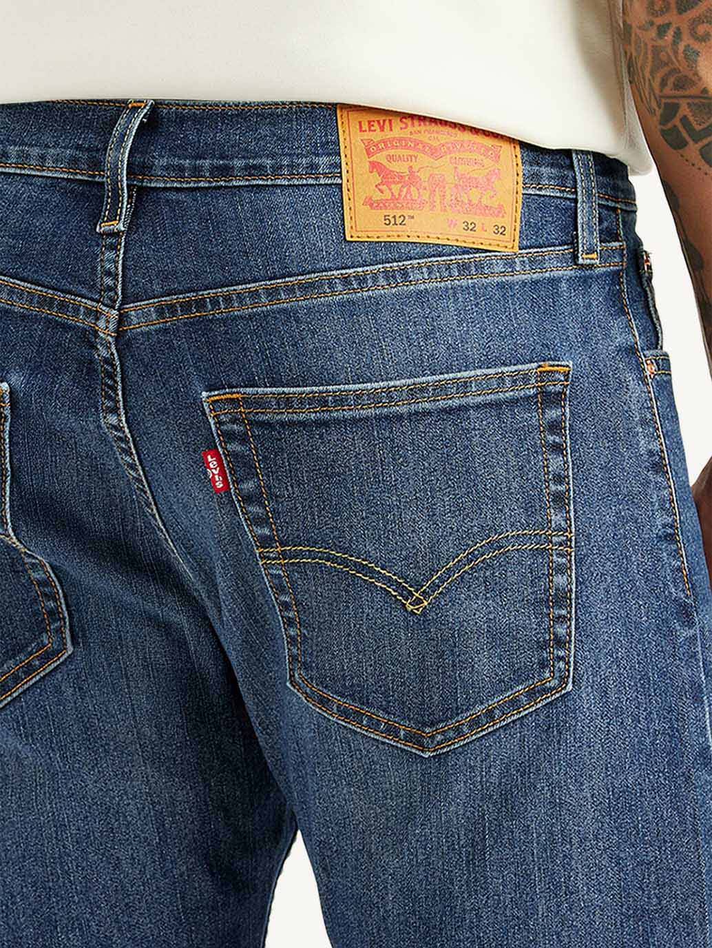 Men's 512 Blue Slim Tapered Fit Mid Rise Jeans - Detail View