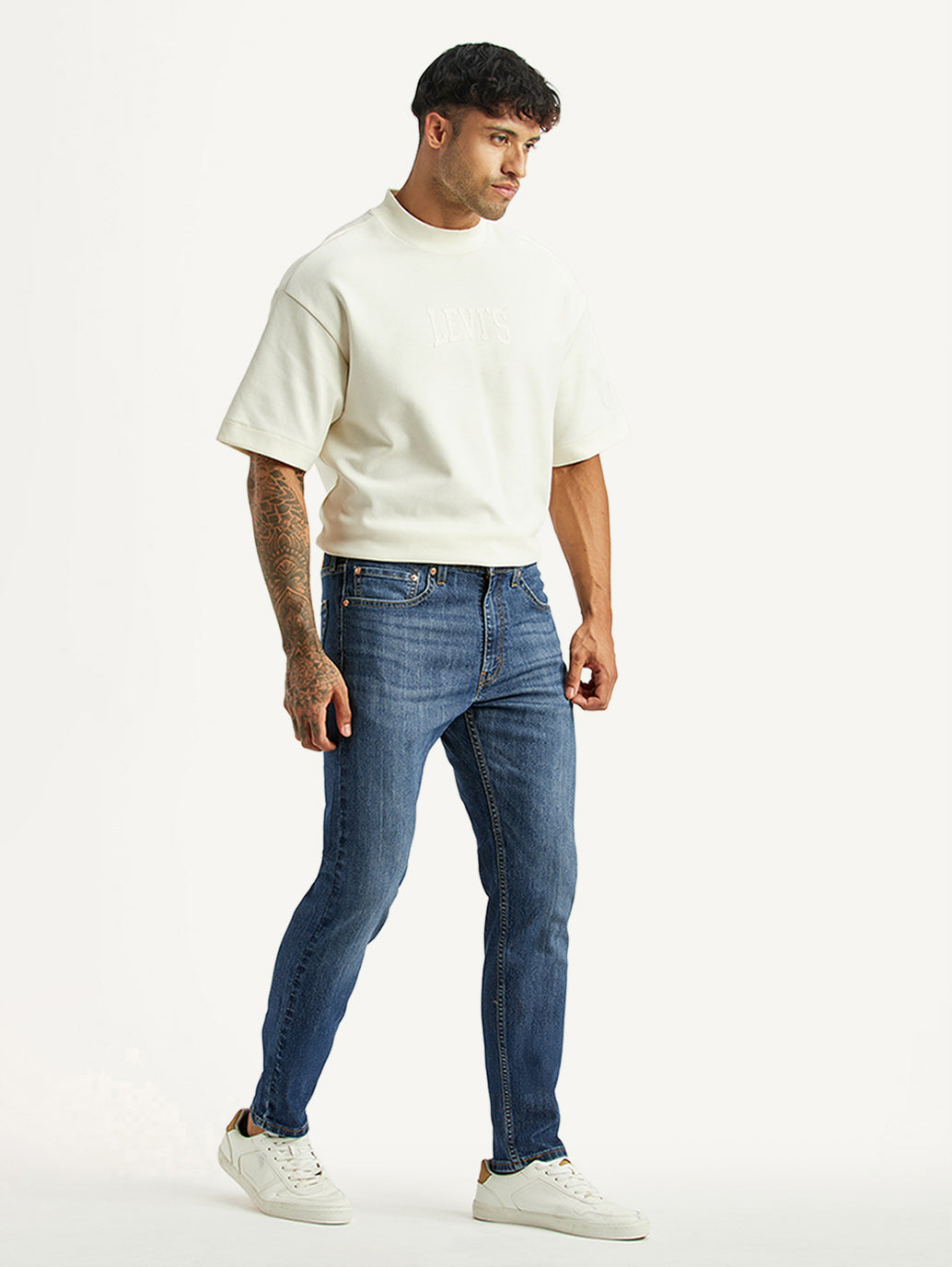 Men's 512 Blue Slim Tapered Fit Mid Rise Jeans - Side View