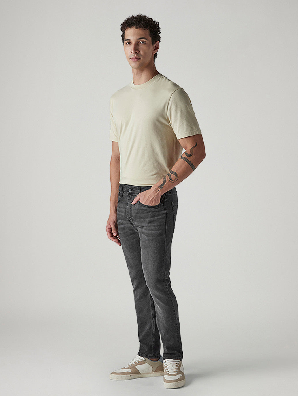 Men's 512 Charcoal Grey Slim Tapered Fit Mid Rise Jeans - Side View