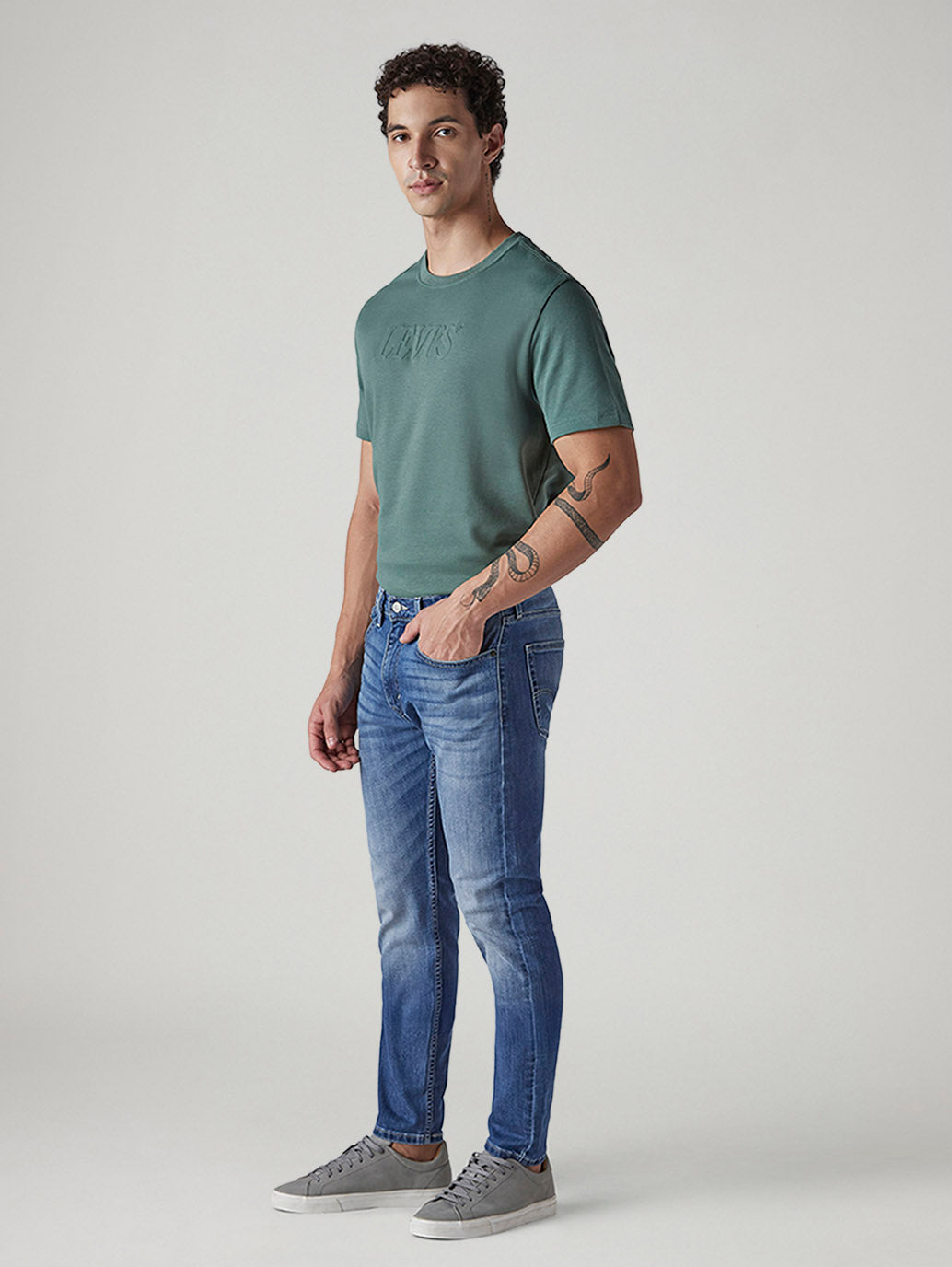 Men's 512 Blue Slim Tapered Fit Mid Rise Jeans - Side View