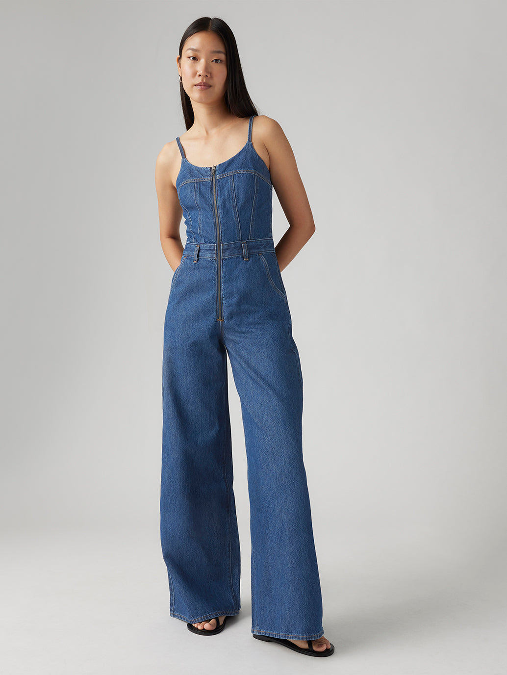 Women's Solid Blue Jumpsuit - 360bde7da1d3aee4989a975eef6dcf9f View