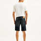 Men's Black Tapered Denim Shorts - Back View