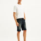 Men's Black Tapered Denim Shorts - Side View