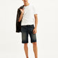 Men's Black Tapered Denim Shorts - Styleshot View