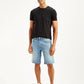Men's Light-Blue Tapered Denim Shorts - Front View
