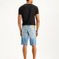 Men's Light-Blue Tapered Denim Shorts - Back View