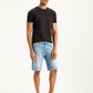 Men's Light-Blue Tapered Denim Shorts - Side View