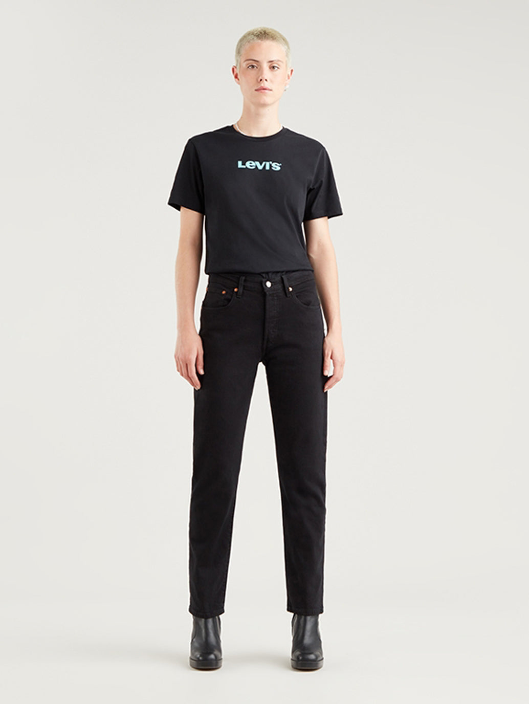 Women's 501 Black Straight Fit High Rise Jeans