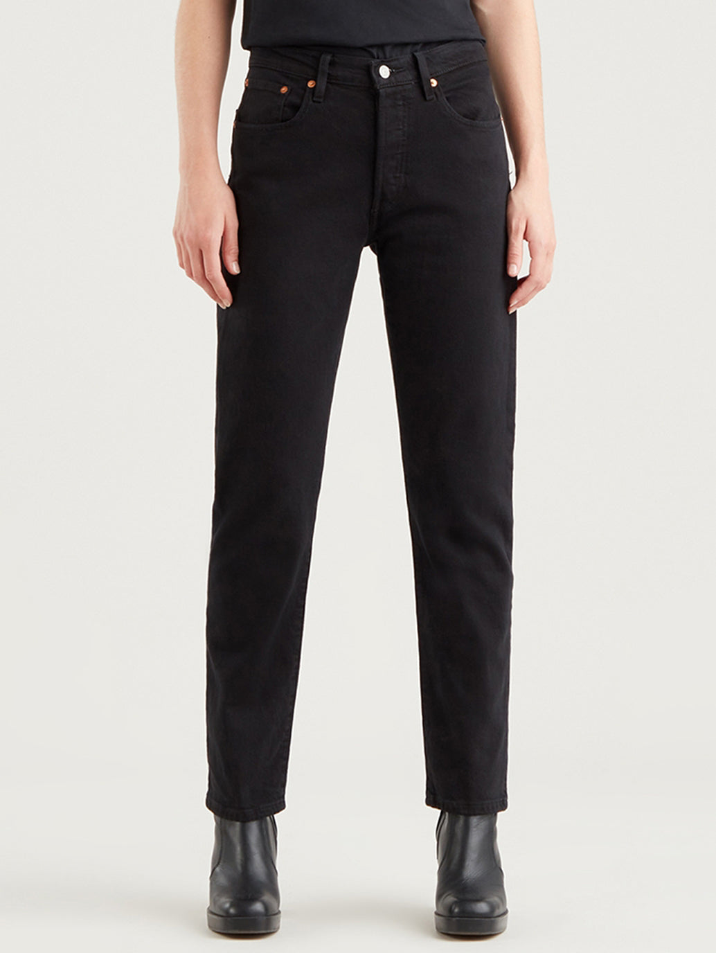 Women's 501 Black Straight Fit High Rise Jeans - fd2aa2bb-158b-4e89-a7c8-304ccbaca210 View