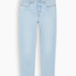 Women's 501 Blue Straight Fit Mid Rise Jeans - FlatLay1 View
