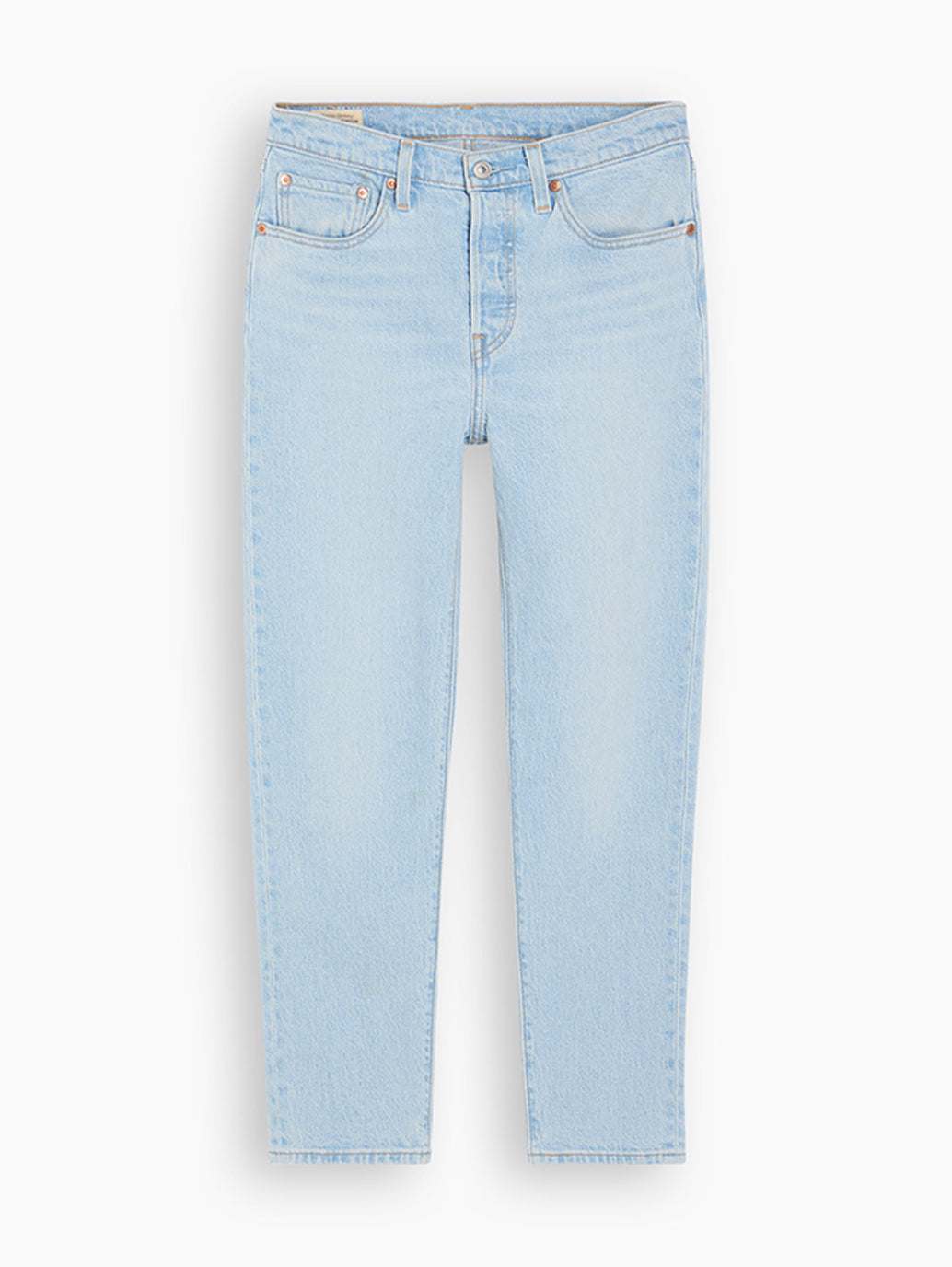 Women's 501 Blue Straight Fit Mid Rise Jeans - FlatLay1 View
