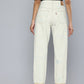 Women's 501 Off White Straight Fit High Rise Jeans - 3 View