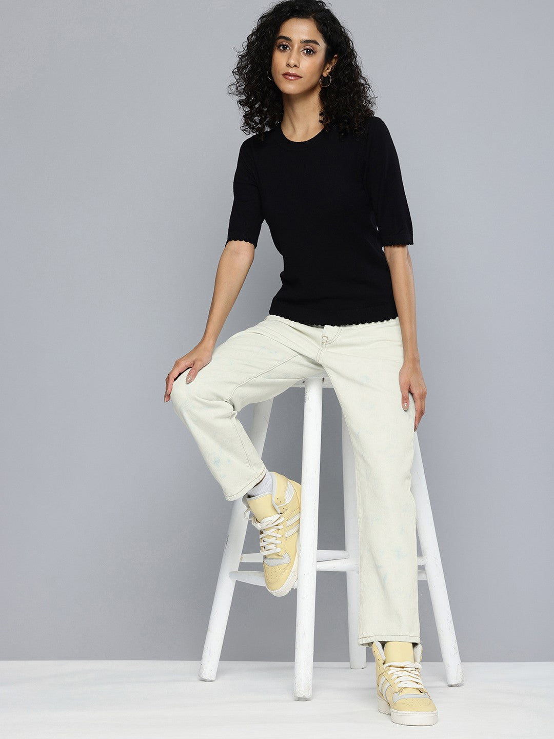 Women's 501 Off White Straight Fit High Rise Jeans