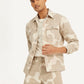 Men's Abstract Beige Relaxed Fit Utility Overshirt - 3c5b28fdf76699b8408aaafb33032643 View