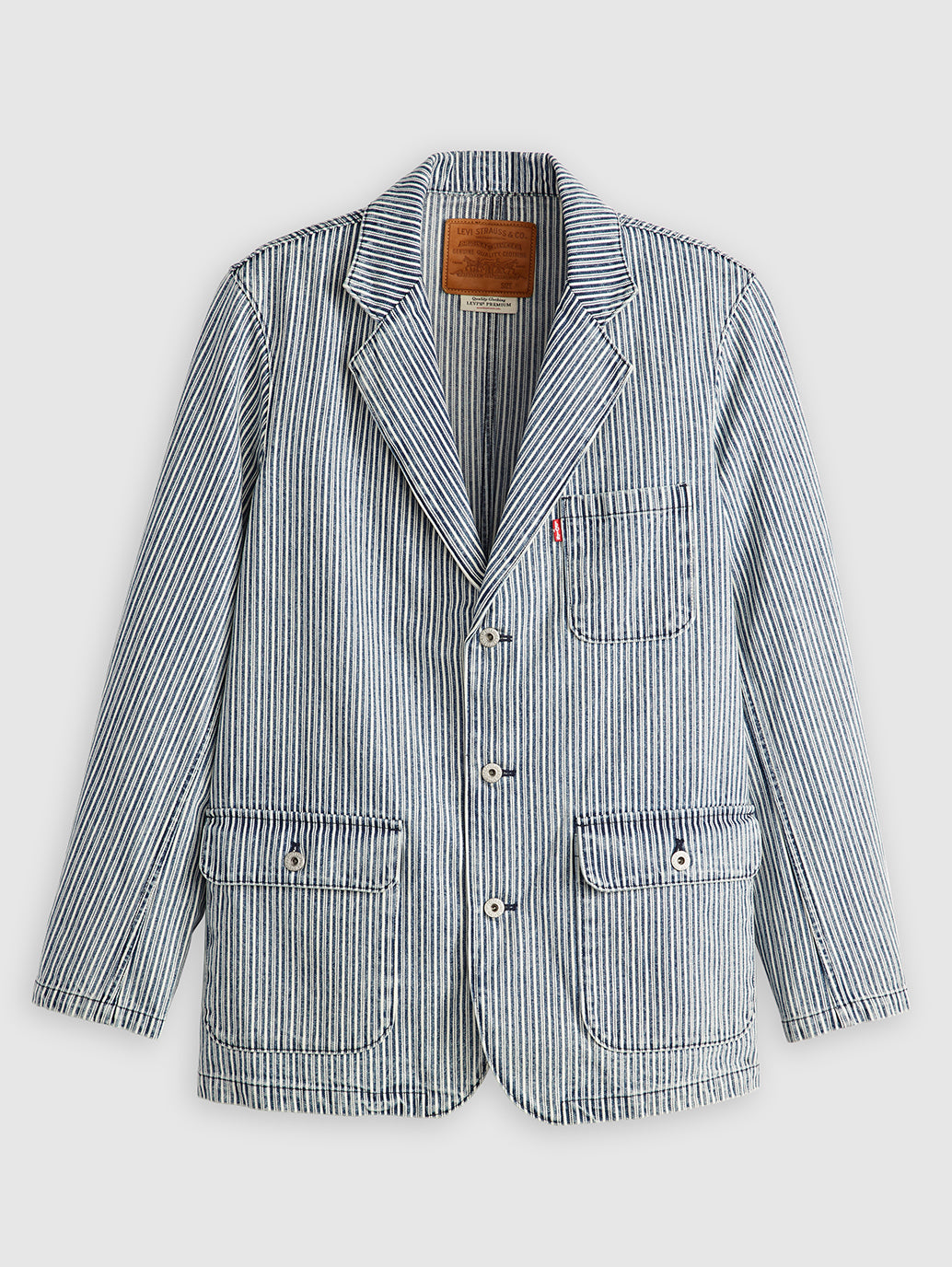 Men's Blue Striped Blazer - 45f3101ce8899b777955a30836897566 View