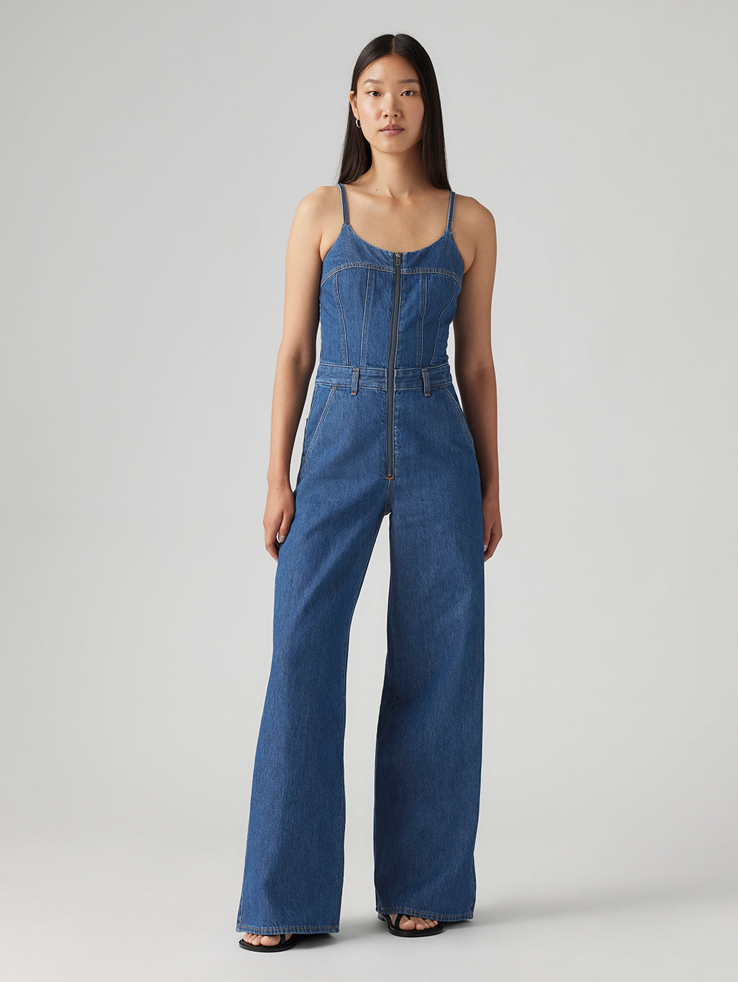 Women's Solid Blue Jumpsuit - 47166e8d63a0e46372fc04a5bfcc8222 View