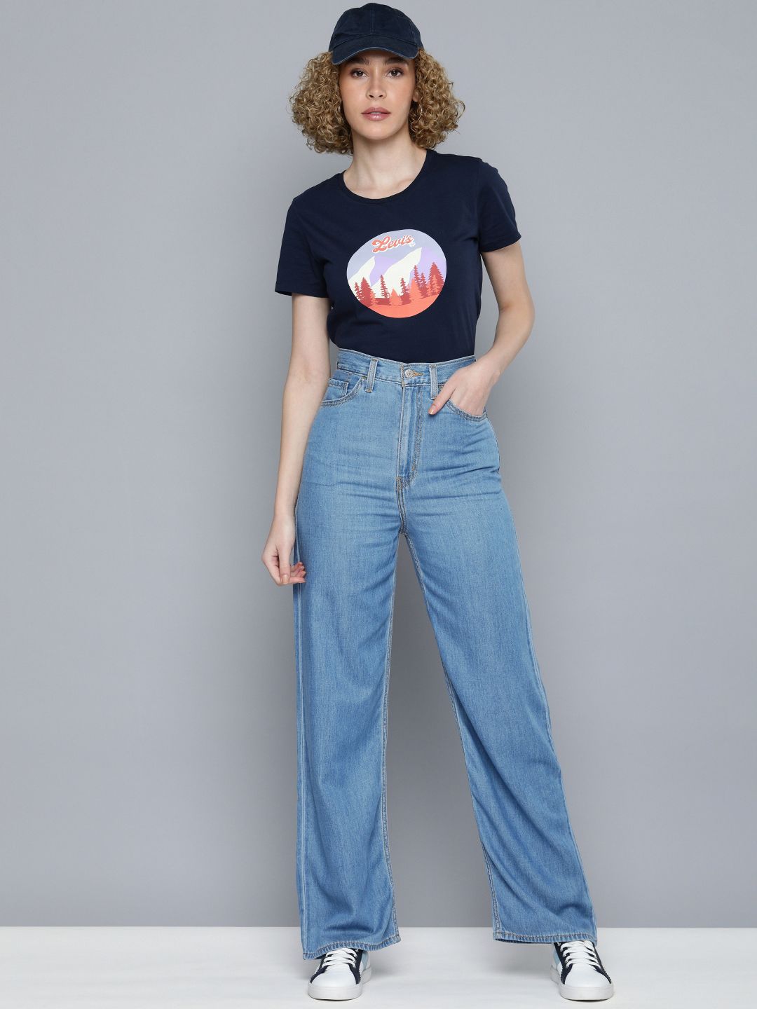 Women's Indigo Baggy Fit High Rise Jeans - 47ab8b03a7358d34a935aa4b646c713b View