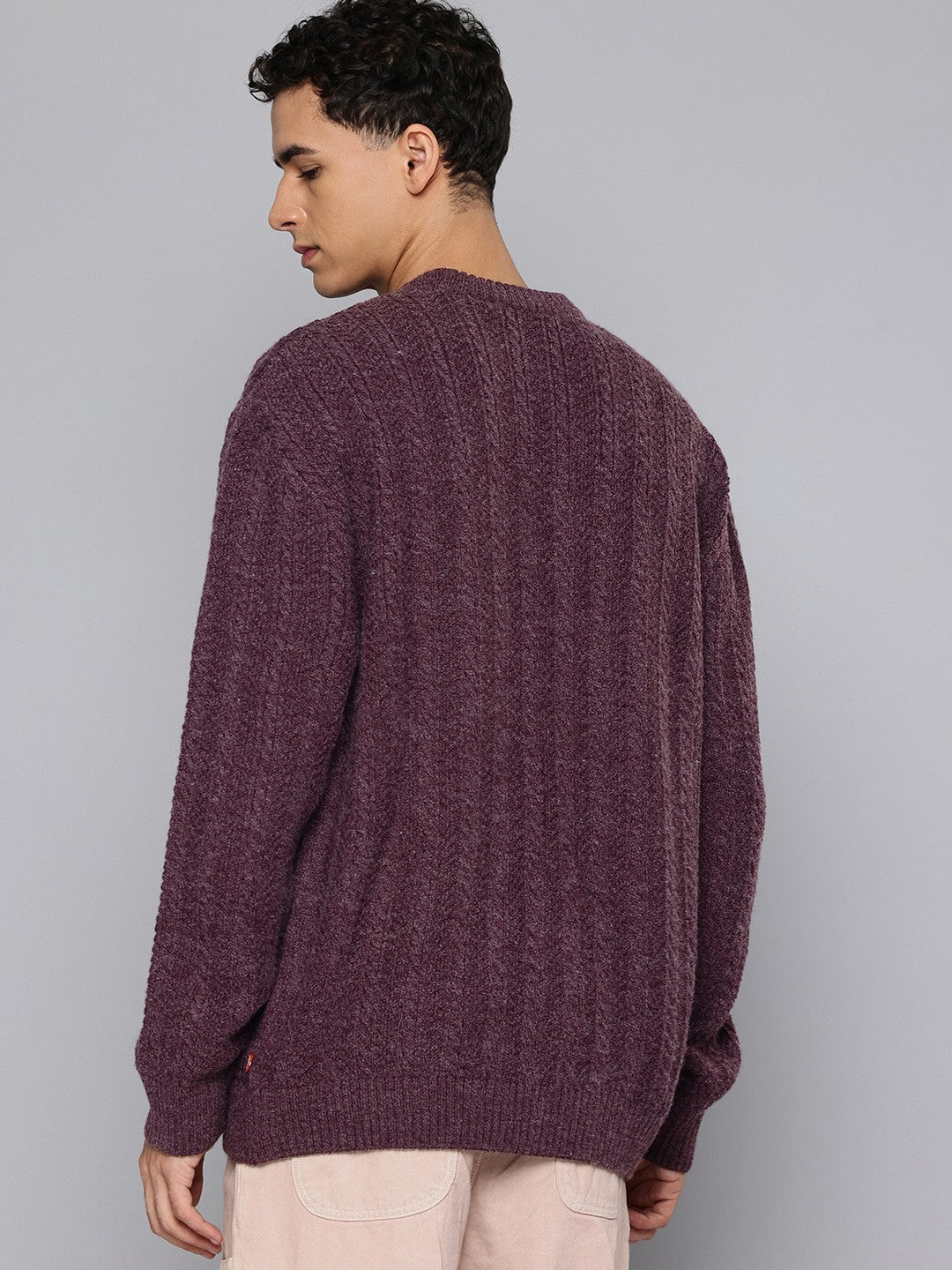 Men's Solid Purple Crew Neck Sweater - 3c57d717-2d30-481c-98ff-d58fab85393e View