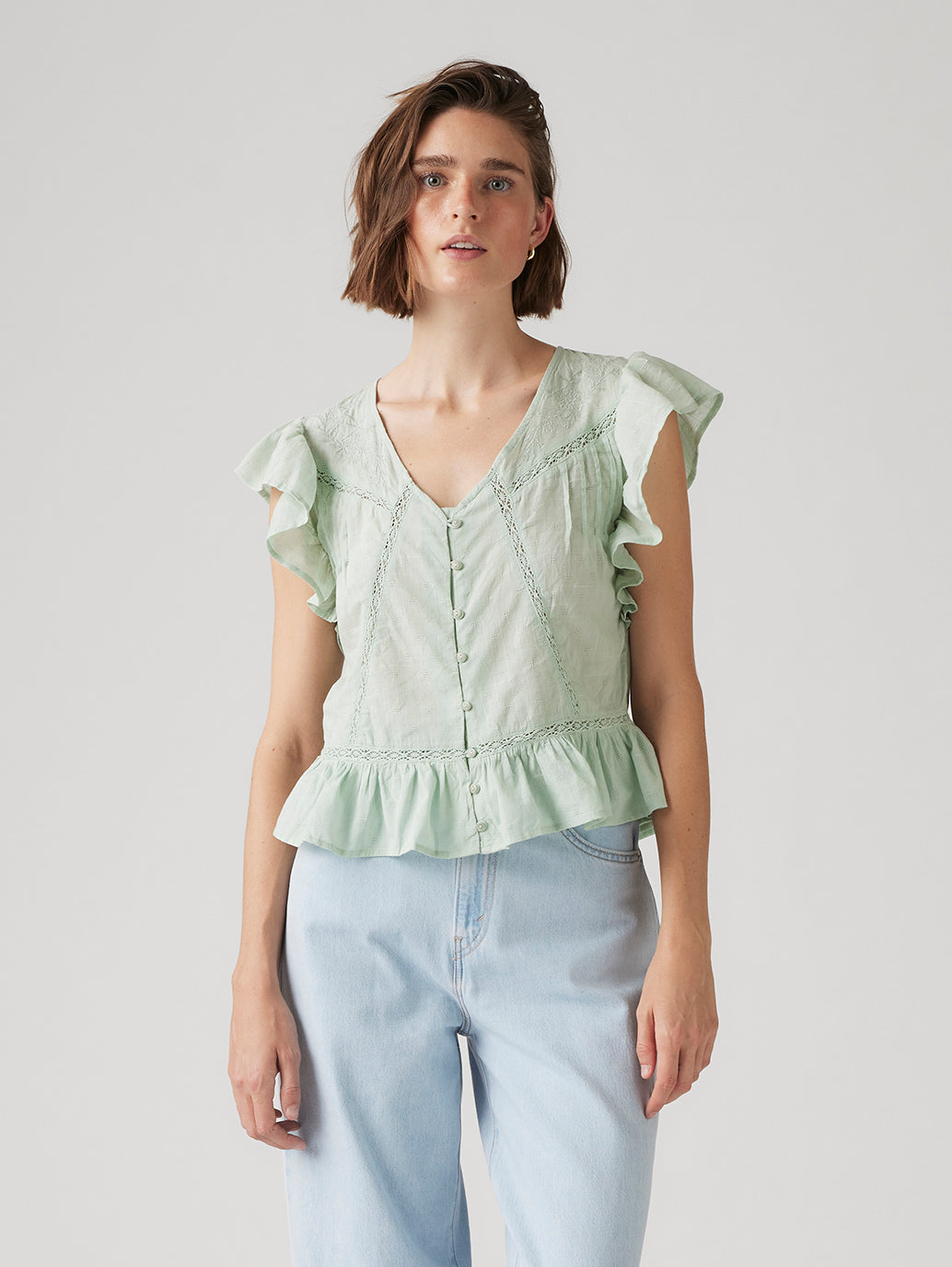 Women's Solid Green V-Neck Top - 4d2e3af066cc923081aa9951582dbf7b View