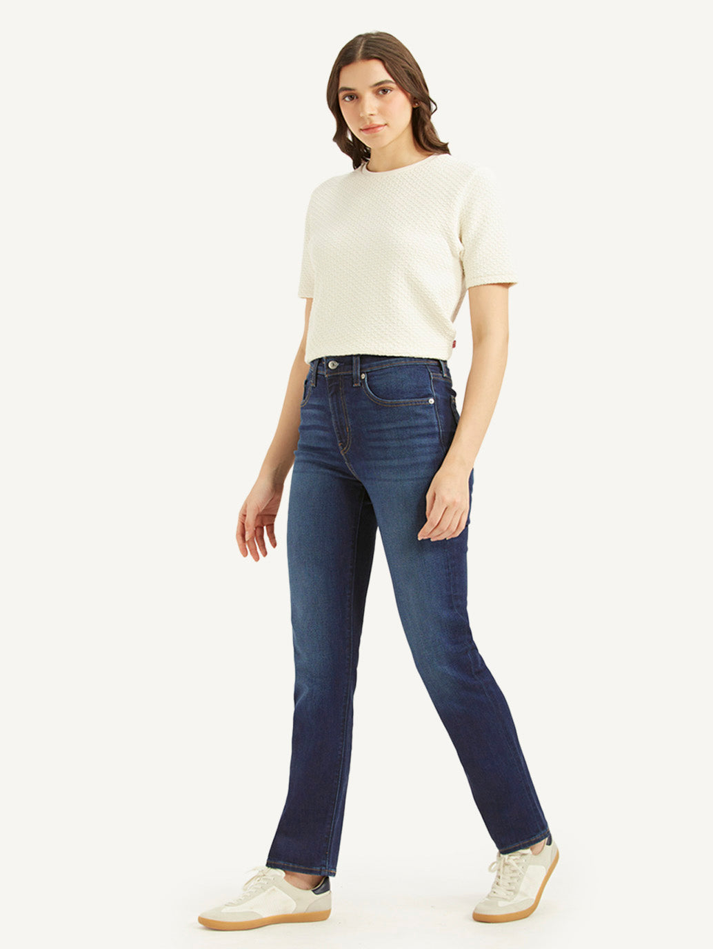 Women's 724 Dark Blue Straight Fit High Rise Jeans - 4db348a99ec9bed377c3bd601cb5e096 View