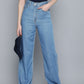 Women's Indigo Baggy Fit High Rise Jeans - 4f0c80021243c05d06c1aa4da6a61745 View