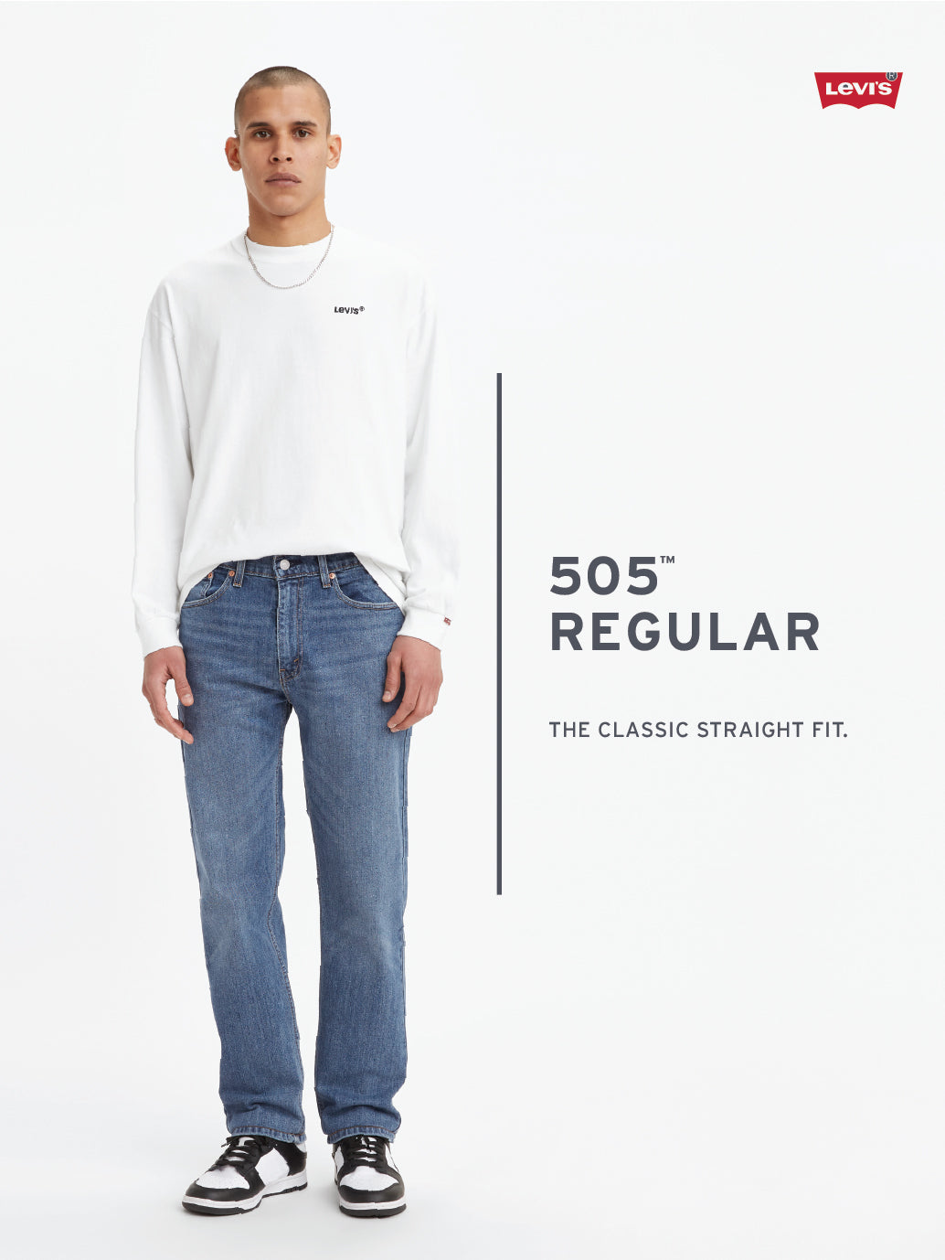 Men's 505 Blue Straight Fit Mid Rise Jeans - 357ef294-427b-4c59-9009-1b49ebdbcea3 View