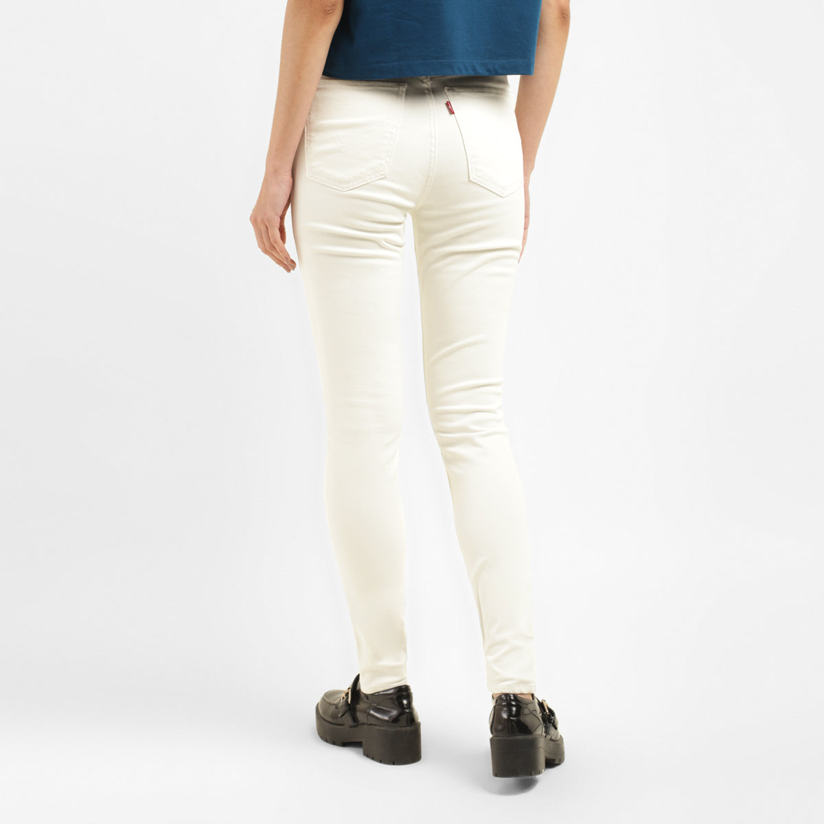 Women's White Mile High Wide Leg Fit High Rise Jeans - Back View