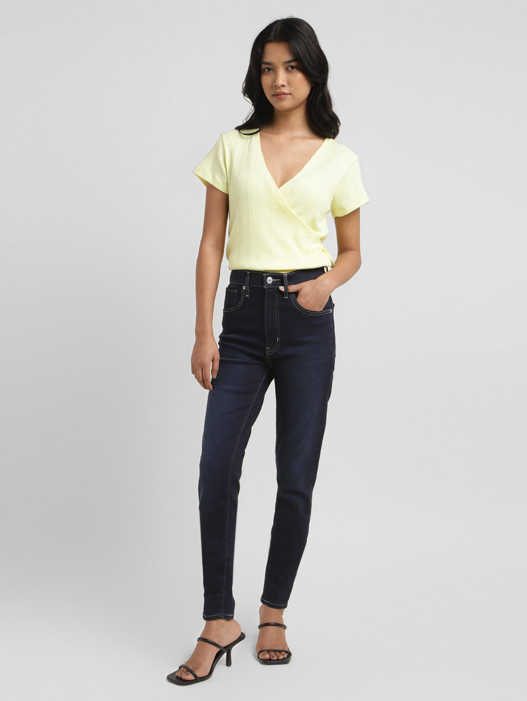 Women's Blue Mile High Wide Leg Fit High Rise Jeans - StyleShot View