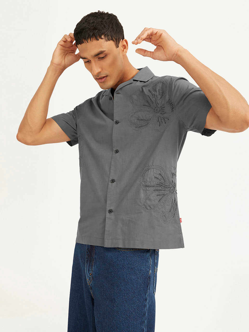 Men's Resort Collar Embroidered Relaxed Fit Shirt - 532b795dd0ac0056c63a9a4ef2ac6901 View