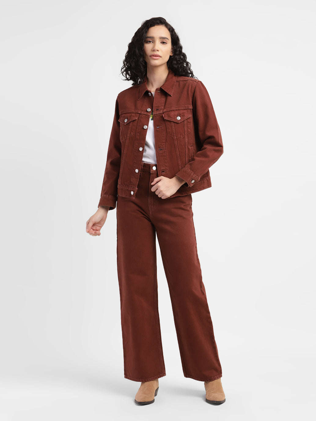 Women's Solid Spread Collar Denim Jacket - 853e42eb-782f-4bda-b548-483913210001 View