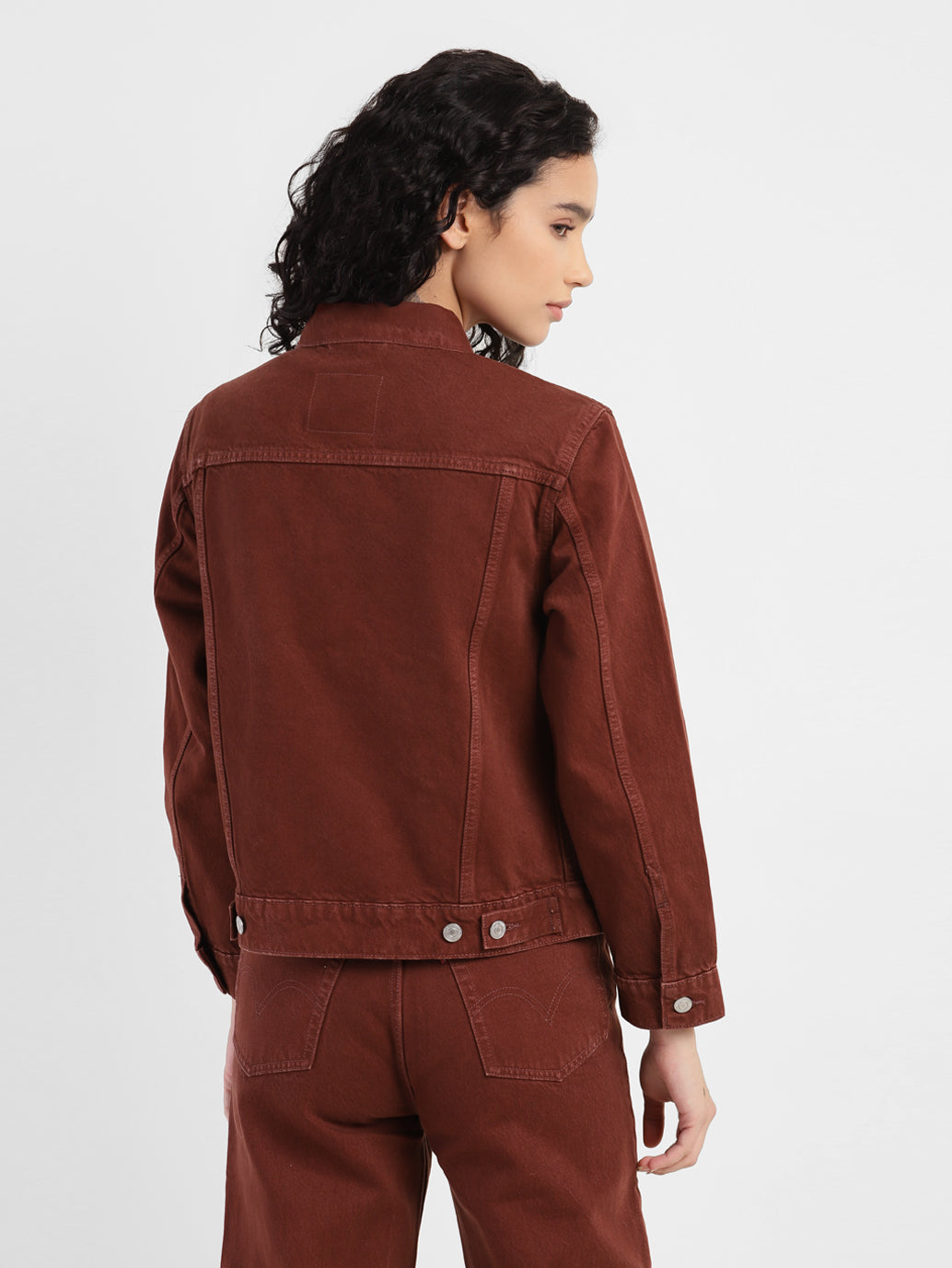 Women's Solid Spread Collar Denim Jacket - 57b0074f-bf68-41f3-8069-d29bc1d53e37 View