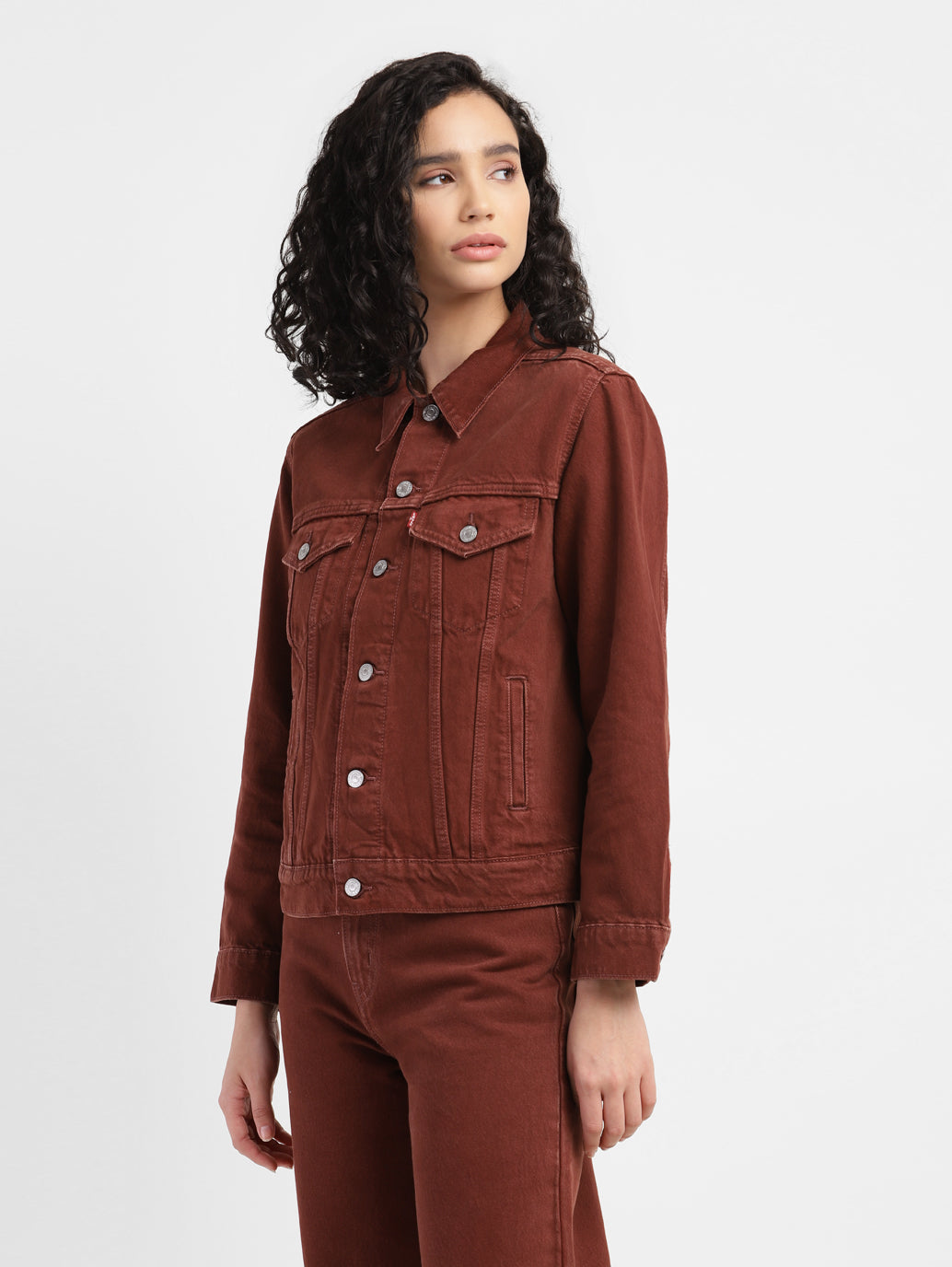 Women's Solid Spread Collar Denim Jacket - 113132f6-a5bc-4718-8a8a-35c34790a7c4 View