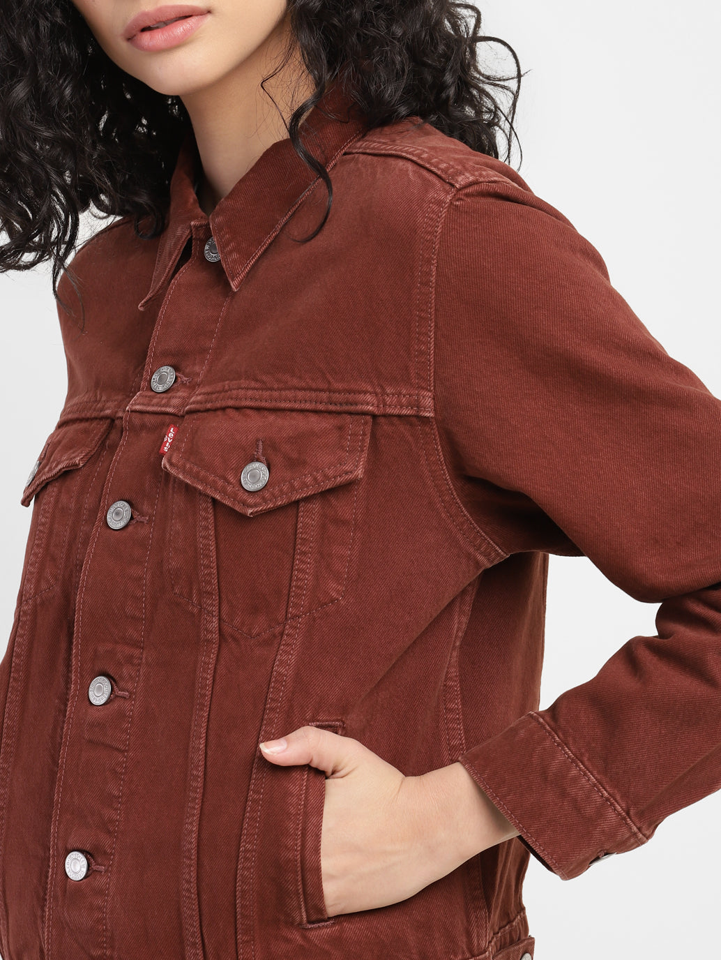 Women's Solid Spread Collar Denim Jacket - 86cf4d75-a1dd-4dae-bf4d-683bffad7ccb View