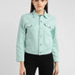 Women's Solid Spread Collar Denim Jacket - 5ad2b885-c7b9-4b25-ad74-c766b6171350 View