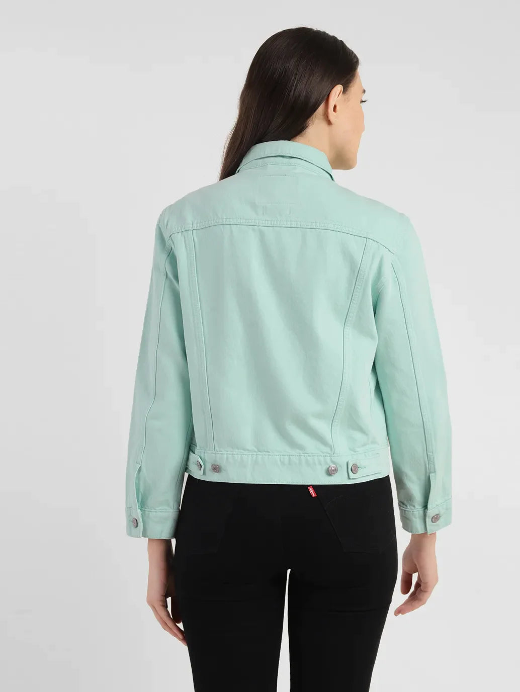 Women's Solid Spread Collar Denim Jacket - e370b710-9cda-45f2-8ab7-149a14095c5d View