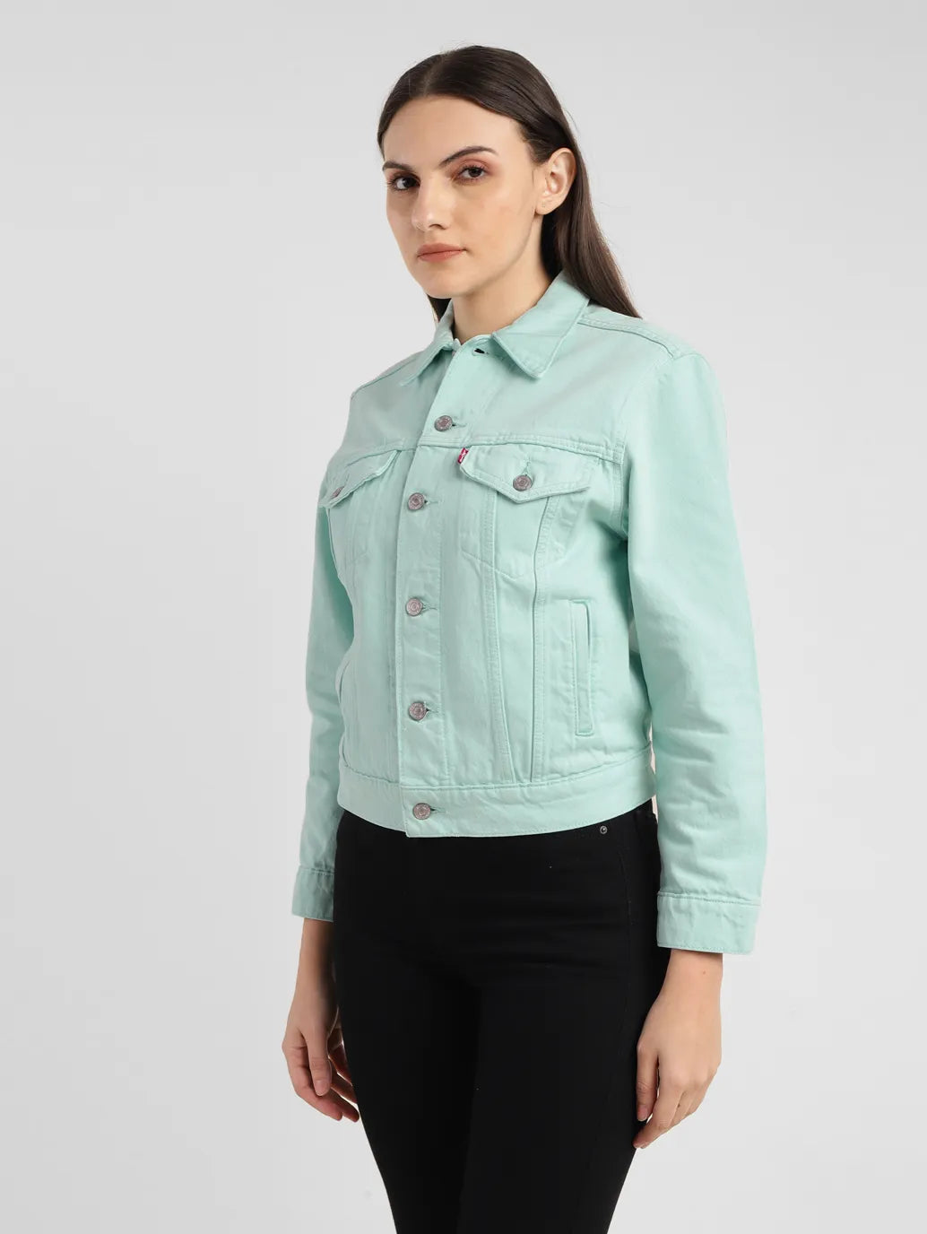 Women's Solid Spread Collar Denim Jacket - eabda9d8-7b19-4aa4-b22c-a475d9f19b18 View