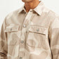 Men's Abstract Beige Relaxed Fit Utility Overshirt - 58329b38606195ea132fc4c528d1e8af View